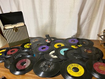 Fun Old 45 Record Storage Box Filled With Records