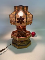 Incredible Folk Art Popsicle Stick Lamp, Two Tone Table Top