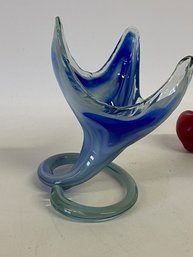 Large Heavy 11 Inch Blown Glass Vase With Swirls