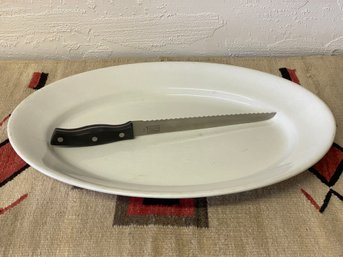 Large Gothic China Plater And New Looking Chicago Cutlery Cerated Knife