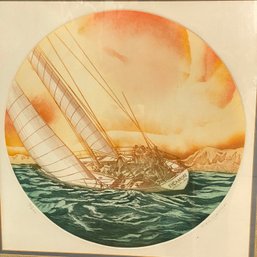 Lovely Sycamore Sailing Print Pencil Signed By Paul Geygan 26x26 Inches