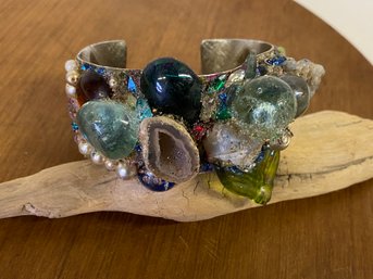 Chunky Artisan Mosaic Bracelet With Miniature Geode And More No.20
