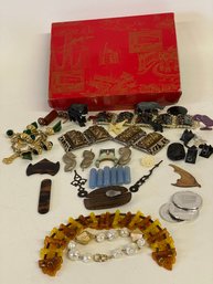 Old Box Of Bits And Bobbles For Mosaics And Creatives