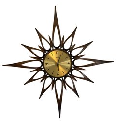 Original 24 Inch Mid Century Starburst Clock By Syroco