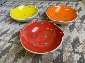 Three Colorful Salsa Or Small Side Bowls