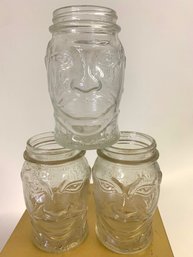 Vintage Lucky Joe Nash Mustard Glass Jars Set Of Three