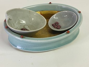 Artisan Green Glazed Ceramic Dish