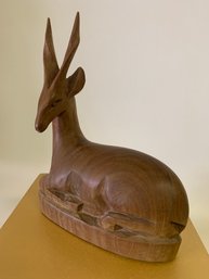 Vintage Hand Carved Wooden Gazelle / Antelope Figurine, Mid Century