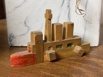 Vintage Japanese Wooden Ship Puzzle With Color