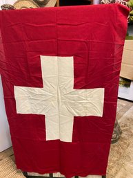Vintage Cloth Flag From Switzerland 3X5 Feet