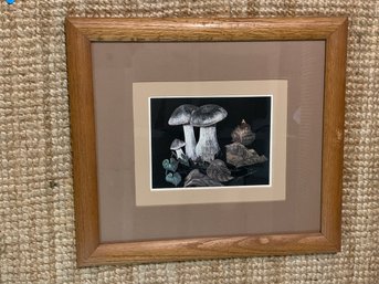 Vintage Sally Miller MCM Etched Craft Mushroom Art