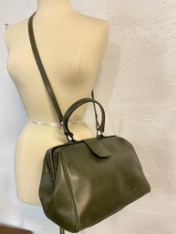 Italian Nardelli Leather Purse In Succulent Soft Olive Green Cross Carry