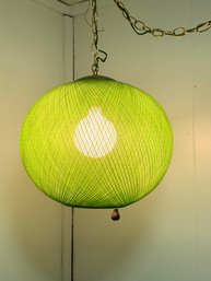 Mid Century Green Spun Fiber Glass Swag Light