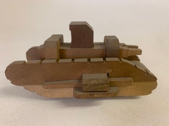 Vintage Wooden Tank Puzzle