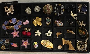 Tray Of Assorted Costume Jewelry Including Tray