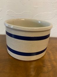 Marked Roseville Ransbottom Pottery CO. Bowl #303 B With Cobalt Blue Stripes