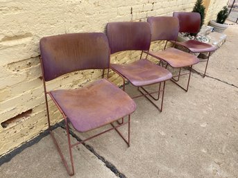 Four Metal Chairs With Nice Rusty Patina