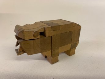 Vintage Wooden Rhino Puzzle Made In Japan