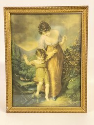 Vintage Print Of Mother And Child 18x13.5 Inches