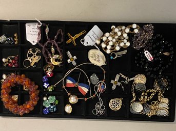 Tray Of Costume Jewelry And More