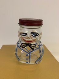 Small Glass Happy Man Jar With Lid