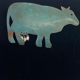 Beautiful Bovine With Natural Pearl Utters Teal And Copper Color