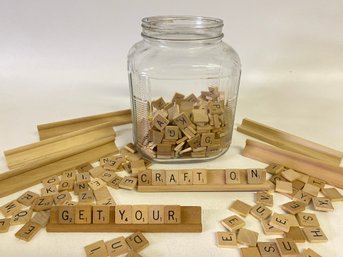 Vintage Jar Filled With Scrabble Tiles