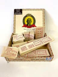 Old Cigar Box Full Of Unused Asian Medicinal Lables