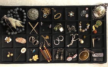 Tray Of Assorted Jewelry Including Weird Critter Paw Pin Includes Tray