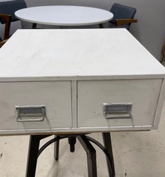 Vintage Industrial Metal  White Double File Drawer