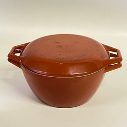 Old Orange Copco Enamel And Cast Iron Casserole Pot