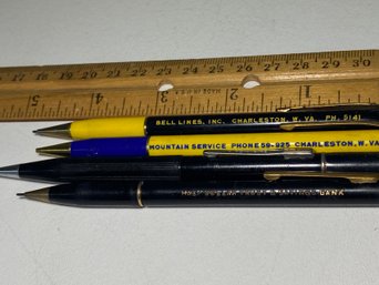 4 Vintage Advertising Mechanical Pencils Including 1 From Half Dollar Trust & Savings Bank