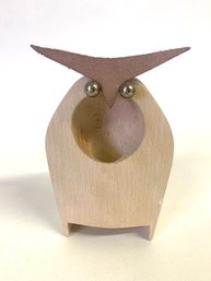 Modern Wood & Leather Owl Figurine