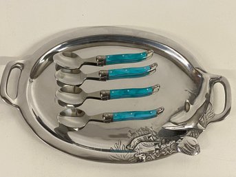 Fabulous Hacienda Real Dolphine Platter With Four Spoons