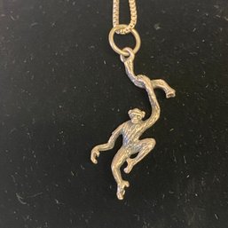 Silver Little Monkey Pendant On 925 Chain