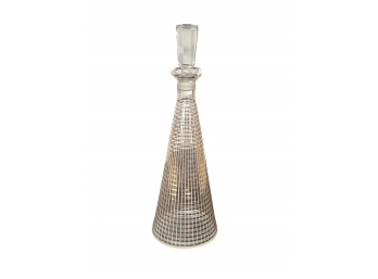 Fabulous Gold Striped Decanter With Faceted Stopper.   Approximately 14 High X 4.25 Base