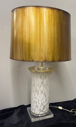 Mid Century Bauer  Blown Glass/art Glass Tall Table Lamp With Brass Trim And Lucite Base  Finial