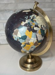 Global Appreciation:  Handsome Decorator Globe With Brass Arc And Base