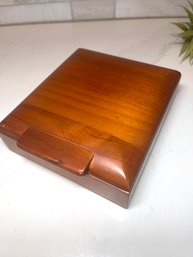Classic Wood Valet Box, Hired- Great Wood And Grain, Black Plush/velvet Interior.