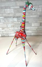 Recycled Tin Can Giraffe From Kenya. 16 High X 9 Wide.