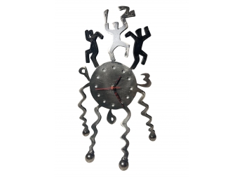 RARE Cut/Forged Steel Keith Haring Style Pop Art Clock, 9 Wide X 14.5 High