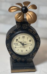 POP Art Ramsay Studio Alarm Clock With Bronze/Brass Flower Topper.