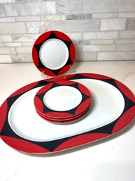 Amazing Block SPAL Portuguese Dinnerware , Bold And Graphic In Red And Black