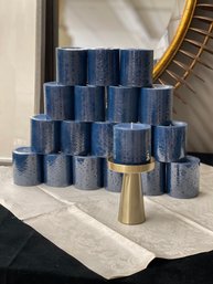 Light Up The Holidays, Or A Wedding, 19 Pillar Candles, Navy Blue