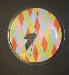 ALESSI Sole Harlequin Wall Clock, New In Box.  Mod Style With Vibrant Bright Colors.