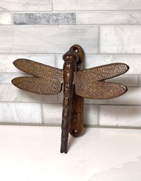 Fabulous Bronze/gold Dragonfly Door Knocker, Stamped On Back- Truly A Welcome!
