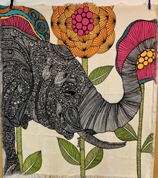 Valentina Ramos Elephant Floral Throw Blanket / Wall Hanging  Approx. 49 X 55