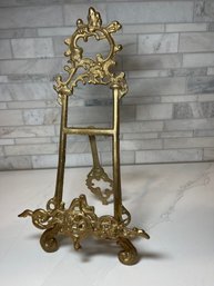 Vintage Ornate Brass Easel, Tall And Heavy