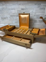 Vintage Lady Buxton Large Gold Trifold Jewelry Box.  16.5 X 9 Deep X 6 High