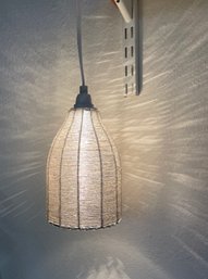 Fab Silver Beaded Pendant Light On Long White Cord- Plug In W/ Switch On Cord